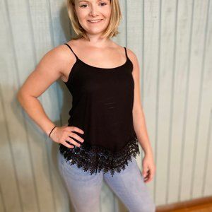 Black lacy tank top